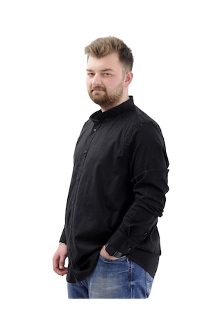 Mode Xl Büyük Beden Erkek Gömlek Uzun Kol Likralı Keten Gömlek U20385 Siyah Siyah