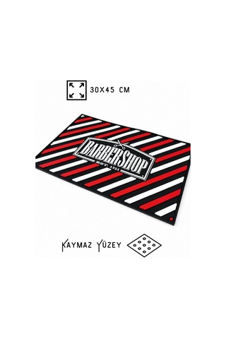 Dorsh Kuaför Salonu Tezgah Üstü Çalışma Matı Kırmızı Beyaz Barbershop F-175