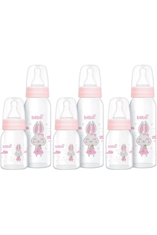 Bebsi Cam Biberon Seti Pembe 250ml+125ml 3 Lü Set