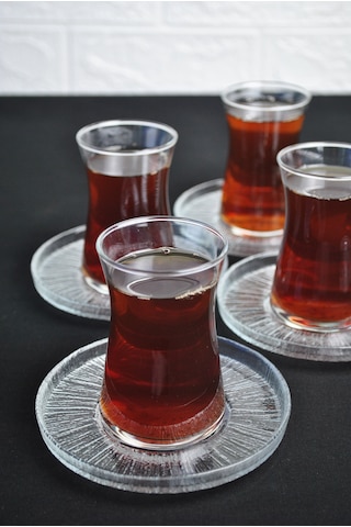 12 Parça Paşabahçe Heybeli Çay Bardağı Ve Rexy Çay Tabağı- Çay Ta