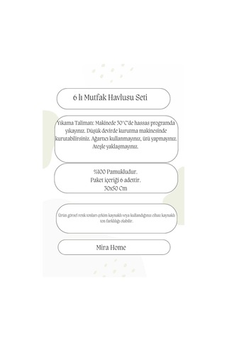 6 Parça Mutfak Havlusu Seti %100 Pamuklu Tendy 11