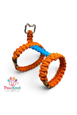 Minibone Köpek/kedi Geöğüs Tasması Paracord El Yapımı Mavi - Turuncu