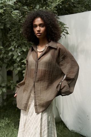 Mai Collection Mai Studios Co. Syaritta Oversize Kahve Transparan Gömlek Kahve