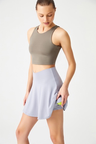 Los Ojos Gri 2 Katmanlı Pileli Tenis Eteği - Spor Etek Tennis Skirt2 Gri