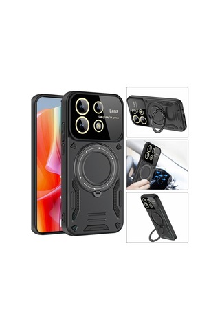 Xiaomi Redmi Note 13 Pro 5g Uyumlu Kılıf Joy Lens Standlı Kapak - Lacivert
