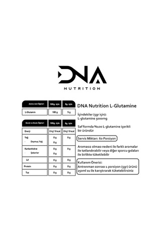 DNA Nutrition Glutamine Powder 300gr
