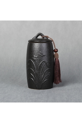 Sones Orkide Desenli Seramik Çay Kutuları Depolama Tankları Seramik Çay Takımı Çay Töreni Aksesuarları Siyah