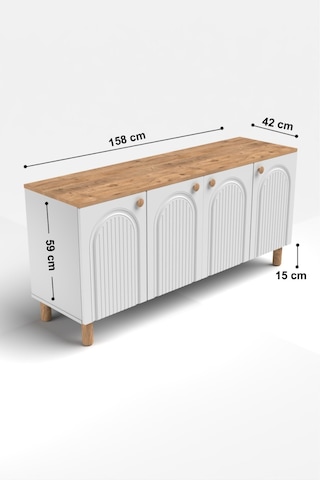 Bohem Konsol Mdf Kapak Ceviz - Beyaz