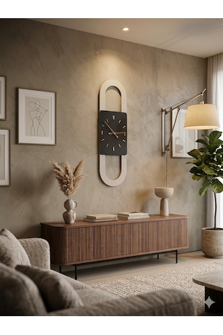 Berlin Ahşap Salon Duvar Saati Pilli Ledsiz Quartz Ultra Sessiz Mekanizma 26 Cm X 85 Cm Antrasit