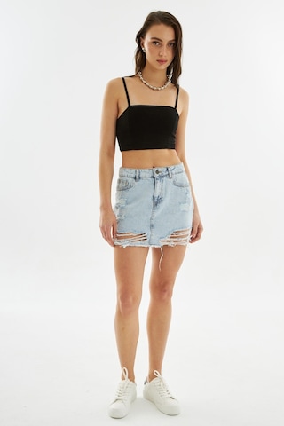 Explode - Kadın Yırtık Detaylı Mini Kot Etek Açık Mavi-açık Mavi Açık Mavi