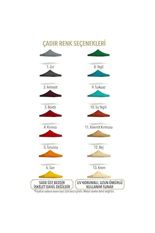 Çadır Dünyası 3x3 Metre Kanopi Çardak Üst Kapak Kumaşı - Su Geçirmez Güçlendirilmiş Kenar Ve Bağlantı Noktaları Sadece Kumaş, İskelet Dahil Değildir Çok Renkli Çadır Dünyası 3x3 Metre Kanopi Çardak Üst Kapak Kumaşı - Su Geçirmez Güçlendirilmiş Kenar Ve Bağlantı Noktaları Sadece Kumaş, İskelet Dahil Değildir Çok Renkli