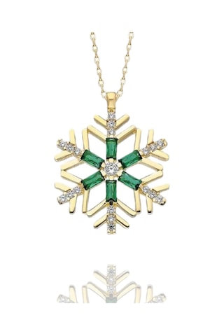 Zümrüt Baget Taş Özel Tasarım Kartanesi 14 Ayar Altın Kolye