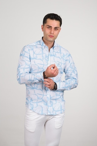 Ecer Regular Fit Desenli Pamuklu Uzun Kol Erkek Gömlek