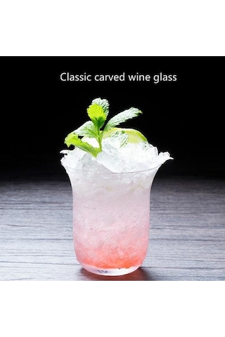 Çok Amaçlı 330 Ml Antik Stil Klasik Viski Cam Kupası Çiçek Çim Desen Şarap Severler Kokteyl El Yapımı Votka Tumbler Bar Gravür Açık Gri