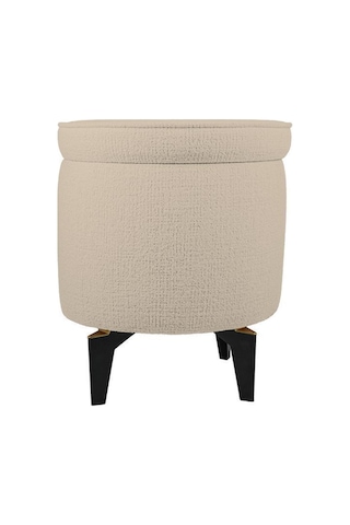 Gazzini Furniture Rio Retro Ayaklı Sandıklı Silindir Dekoratif Puf - Krem