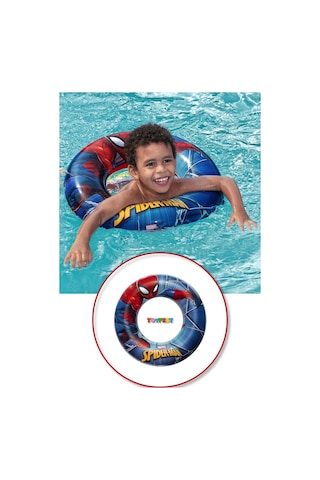 Spiderman Örümcek Adam Figürlü Deniz Havuz Çocuk Yüzücü Simit - 3 - 6 Yaş Arası - 56 Cm Mavi