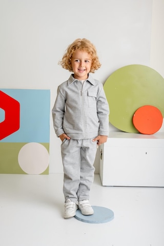 Erkek Çocuk Fermuarlı Örme Ceket - Gri Gri