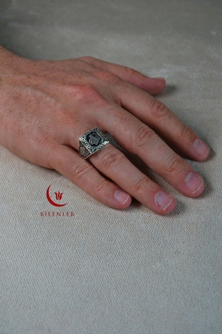 Erkek Tuğra Motifli Metal Yüzük Uzun Ömürlü, Şık Tasarım 40 Lı Kutu Gümüş