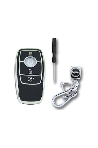 Mercedes Uyumlu Benz 2017-2020 Fbs4 Tip 1 Box Siyah-gümüş Oto Anahtar Kumanda Kabı Kılıf Oto Anahtarlık