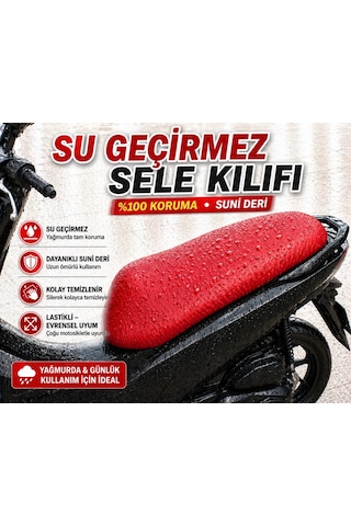 Sym Jet X 125 E5 Plus Motosiklet Sele Kılıfı Su Geçirmez Sele Koruma Kırmızı