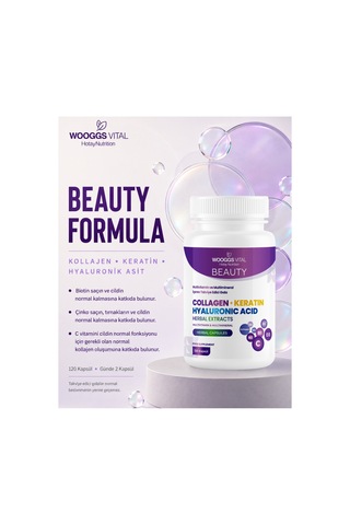 Beauty Kolajen, Keratin Ve Hyaluronik Asit İçeren Multivitamin Multimineral 120 Kapsül