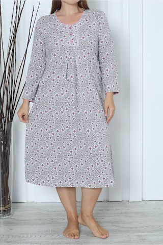 Kadın Tunik Uzun Gecelik Uzun Kollu Büyük Beden Pamuklu Vizon Vizon