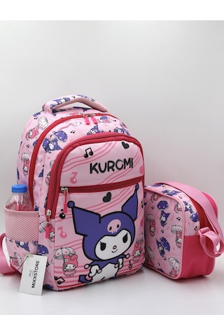 Kuromi Desen Pembe Ortopedili Beslenmelikli Sırt İlkokul Çantası