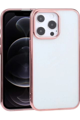 Apple iPhone Uyumlu 13 Pro 6.1inç Lazer Kaplama Renkli Kenar Şeffaf - Kılıf- 5775 Siyah