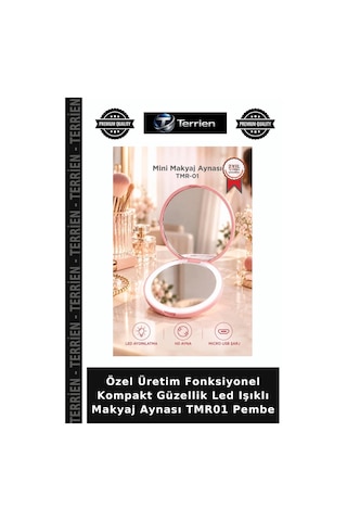 Özel Üretim Fonksiyonel Kompakt Güzellik Led Işıklı Makyaj Aynası Tmr01 Pembe Çok Renkli