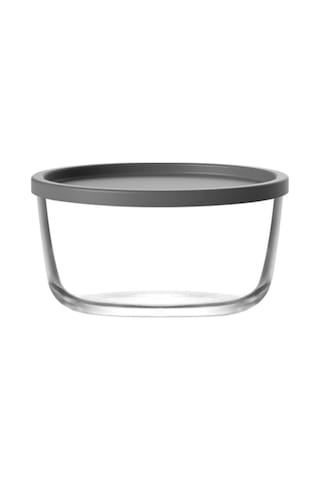 LAV Round Cam Saklama Kabı Tekli Orta Boy 800 ml Yuvarlak Gri Plastik Kapaklı (Sunum Kasesi)