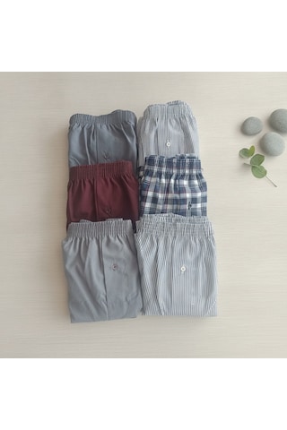 Bonbon Erkek 6'lı Paket Karışık Renk Dokuma Kumaş Boxer Bb2684 Çok Renkli