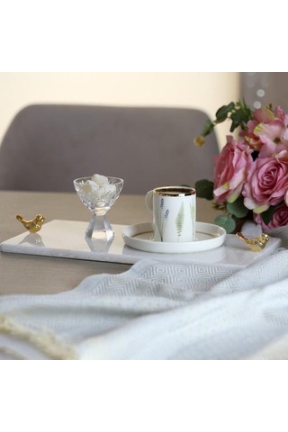 Akayev Mermer Beyaz 30X15 CM Altın Kuş Sunum Tabağı