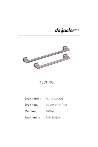 Doğanlar Techno 160 mm Mobilya Kulp Olifka Antik Gümüş