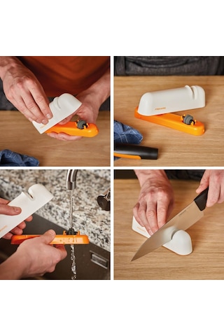 Fiskars Bıçak Bileyici İçin Düz Çelik Bıçaklar, Keramikschleifstein, Fonksiyonel Form, Roll-sharp, Beyaz/turuncu,