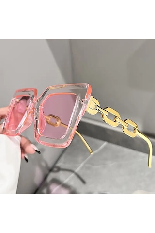 Onomo Kadın Büyük Boy Kare Moda Gözlüğü Pembe Renk Pembe