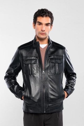 Tamer Tanca Erkek Hakiki Deri Siyah Deri Mont 415 Er-301 Erk Derı Mont Sıyah Zıg Siyah