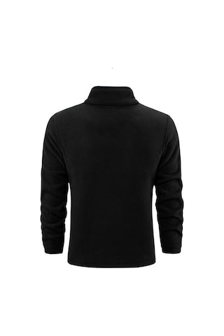Ghassy Co. Ultra Isı Peluş Astarlı Cepli Tam Fermuarlı Erkek Polar Ceket Siyah