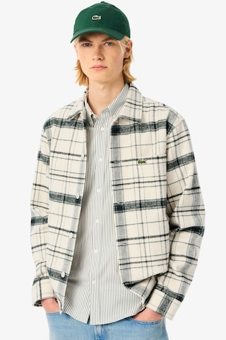 Lacoste Men's Relaxed Fit Plaid Shirt Rahat Kesim Ekose Erkek Dış Gömlek Krem Yeşil Krem - Yeşil