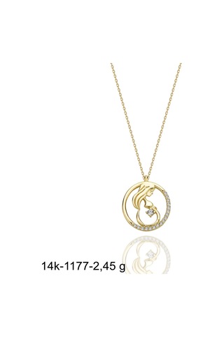 MaGold Yenidoğan Bebek Hamile Anne 14 Ayar Altın Kolye Altın