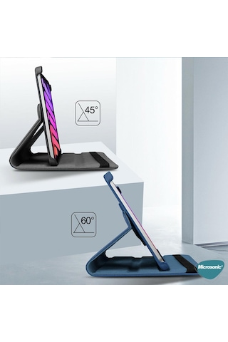 Microsonic Apple Uyumlu iPad Mini 7 Kılıf A2993-a2995 360 Rotating Stand Deri Tablet Kılıfı