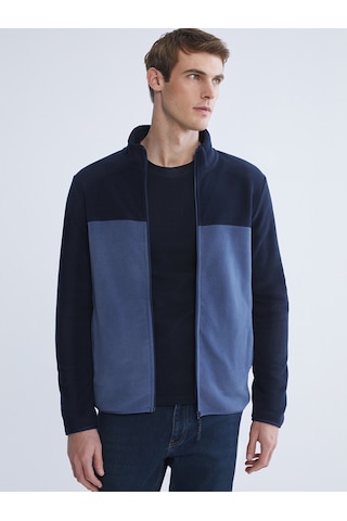 Lcwaıkıkı Basic Lacivert Dik Yaka Polar Erkek Fermuarlı Sweatshirt