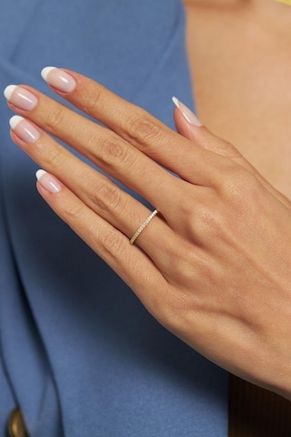 Roza Silver Zirkon Taşlı Gold Minimal Tamtur Gümüş Yüzük Rr10003