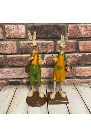 Sepette Yumurta Taşıyan Kadın Ve Erkek Tavşan Çift