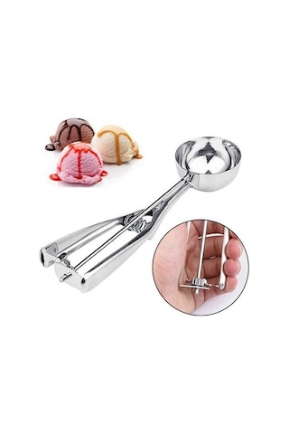 Paslanmaz Çelik Çek Bırak Dondurma Kepçesi Dondurma Servis Kaşığı Gümüş