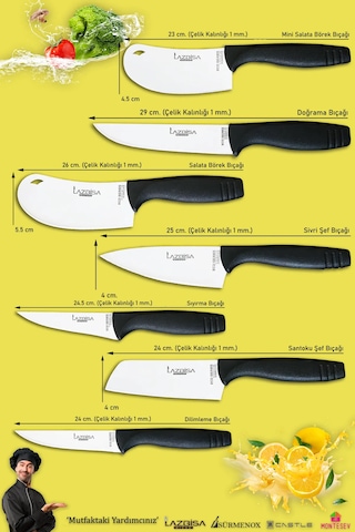 Eco Serisi Mutfak Bıçak Seti Et Sebze Börek 7 Li Set Mft-8573 Siyah