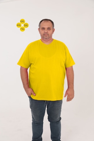 Big Nona Erkek Büyük Beden Unisex T-shirt V Yaka Sarı