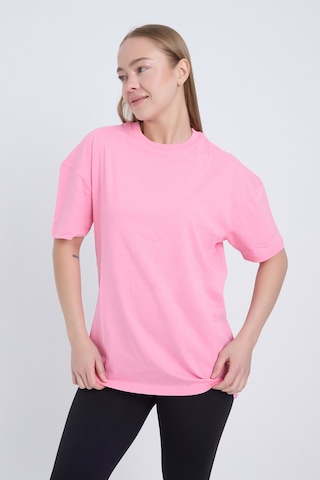 Velvoria Unisex Oversize Basic Pembe T-shirt