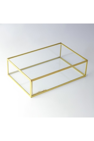 Cam Kutu Pirinç & Gold 35x25x5cm