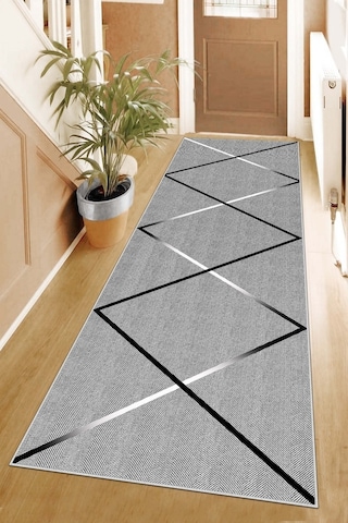 West Home Makinede Yıkanabilir Kaymaz Taban Leke Tutmaz Modern Kesme Yolluk Mutfak Yolluk Halı Yolluk Wh 531 Grey Yolluk