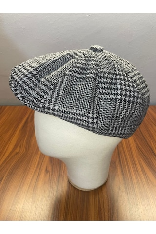 Hamze Peaky Blinders Vintage Model Ekoseli Kışlık Kasket Şapka Gri